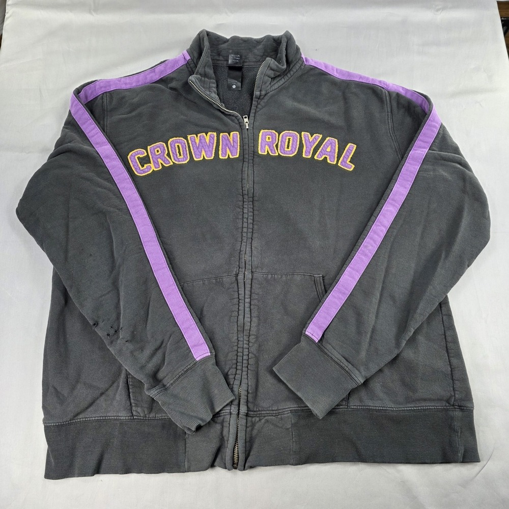 Vintage Crown Royal Canadian Whiskey  Zip-up‎ Sweatshirt Size Large
